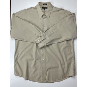 Bergamo New York Long Sleeve Tan Dress Shirt Size XL 17-17.5 34/35